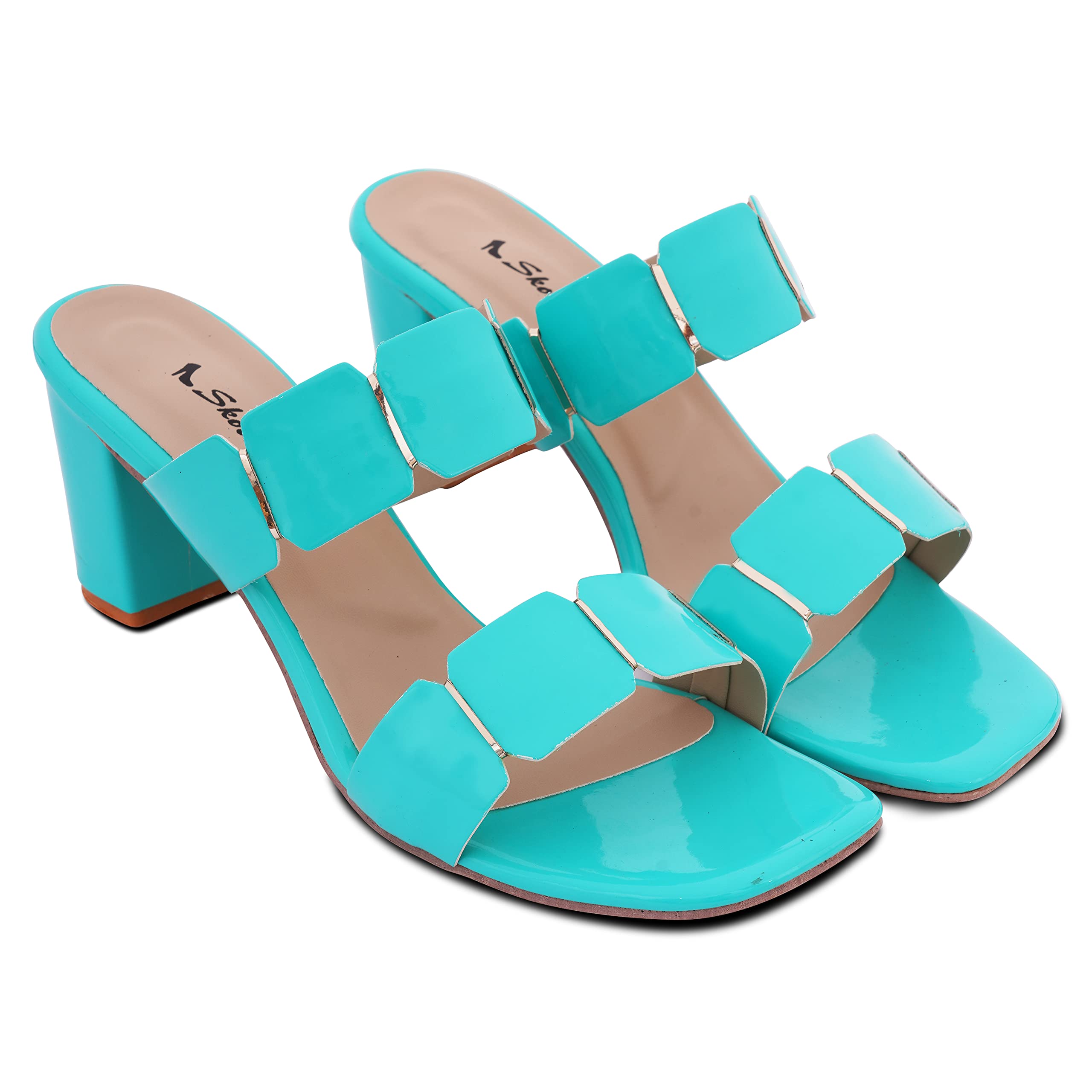 SKOLL Womens Pair of Comfortable Leather Slip On Fashion Block Heels for Casual, Party and Formal Occasions Green (B0B8SRB4XP) Amazon Price History, Amazon Price Tracker