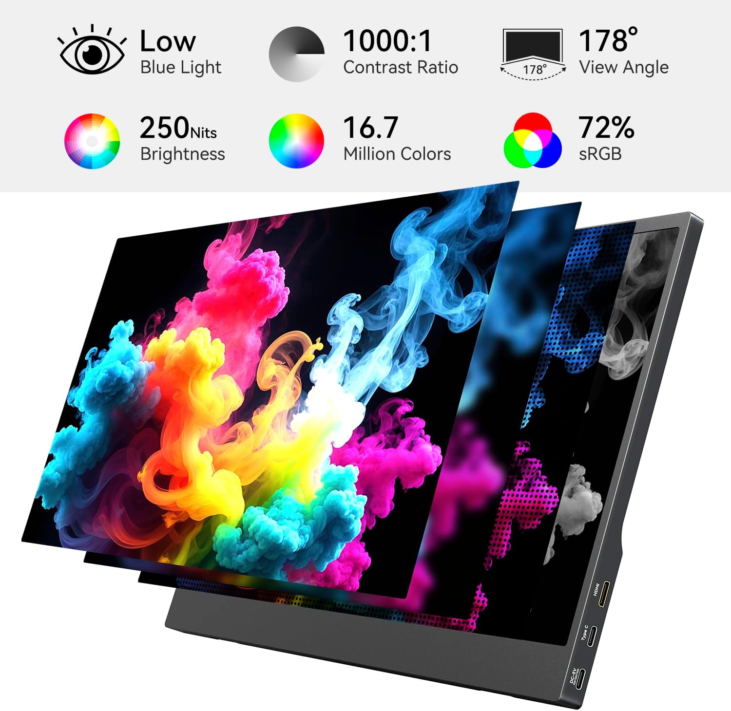 15.6 Inch Portable Monitor FHD 1080P IPS Display with USB C and HDMI Ultra Slim Travel Screen Extender for Laptop and Gaming