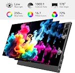 Moniteur portable 15.6 de pouce FHD 1080P 60Hz IPS Affichage, double USB-C & Mini HDMI Ports, moniteur de jeu ultra-mince avec Smart Cover, Plug & Jouer pour ordinateur portable PC Téléphone Mac PS5 Commutateur Xbox