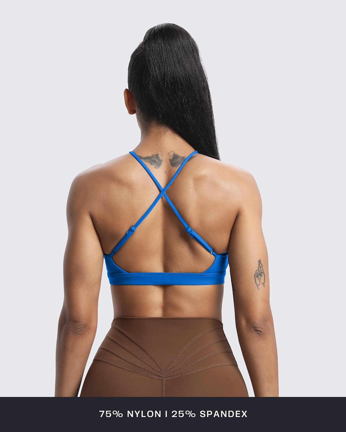 Aoxjox Women's Workout Sports Bras Jamie Deep V Fitness Training Gym Bra Yoga Crop Tank
