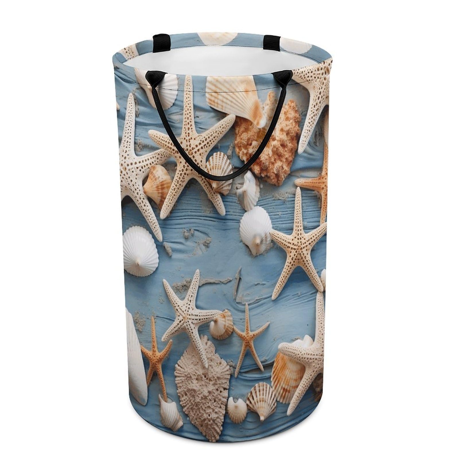 Adfgyerh Style Shell Starfish Pattern Laundry Basket ，Foldable Waterproof Model ，Laundry Hamper ，Handles On Both Sides Easy To Move ，Storage Basket For Bedroom, Bathroom, Dorm, Laundry Room.