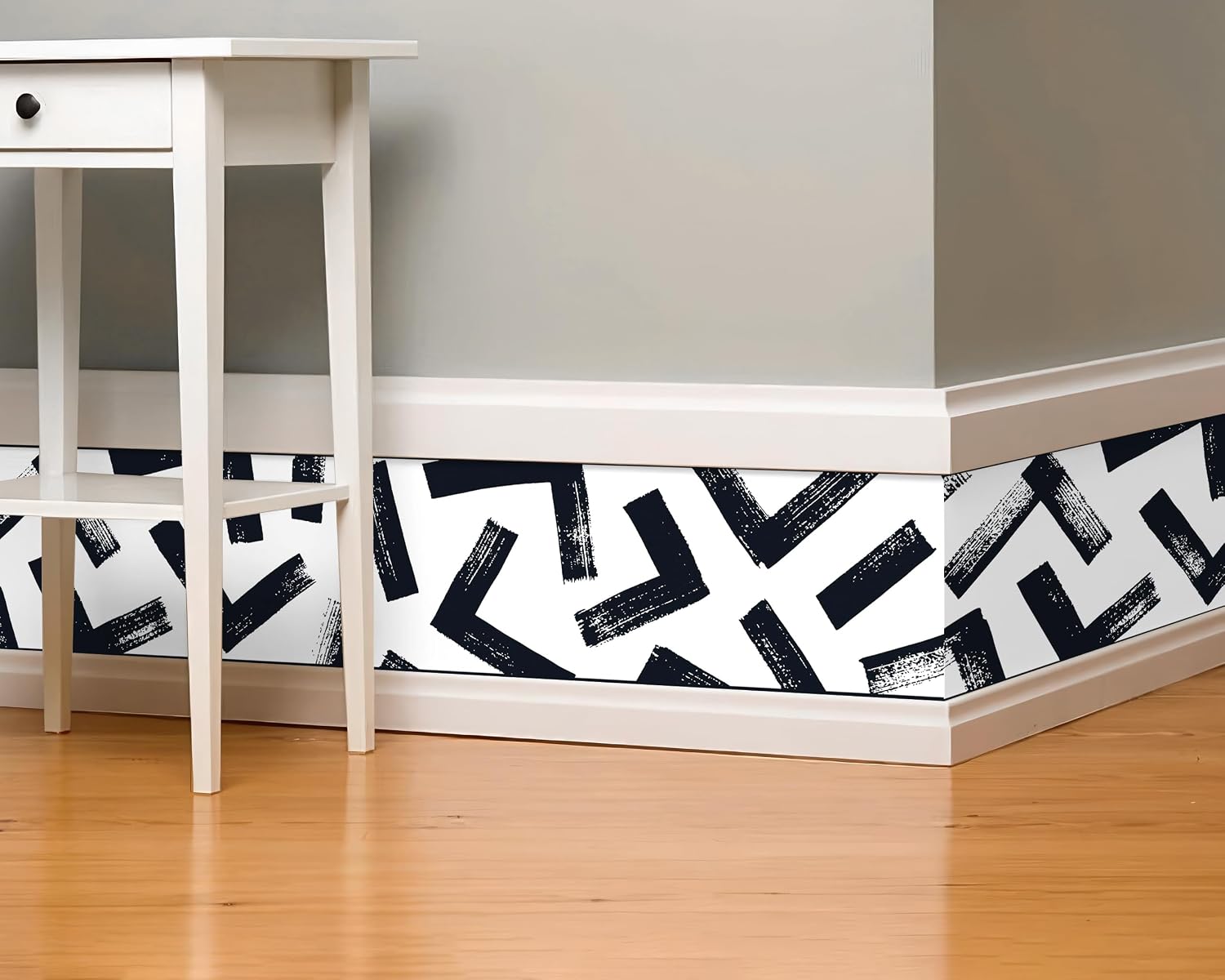 FLFK Black and White Design Wallpaper Border - Peel and Stick Wall Paper, Self Adhesive Removable PVC Borders Sticker, Modern Waterproof Trim for Home Decor, 9" x 240"
