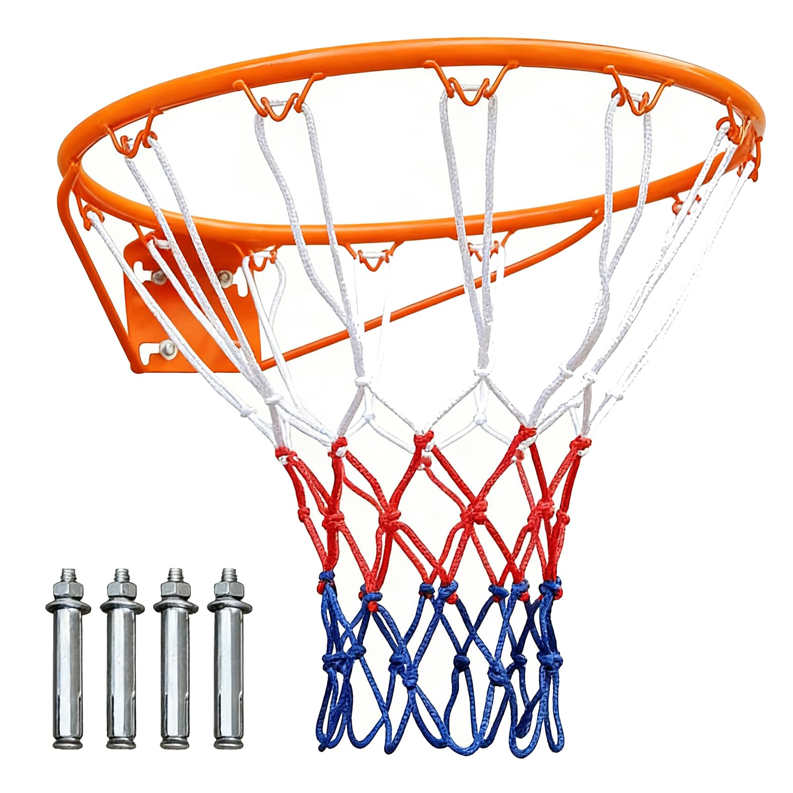 GYMFLEX Basketball Rim 18"(45cm) Indoor/Outdoor Metal Basketball Hoop Wall Mounted with Fixing Bolts for Home Garden Training