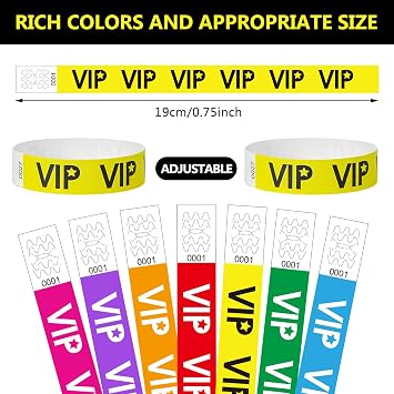 500 Pcs VIP Paper Wristbands for Events Waterproof Wrist Bands Lightweight Festival Identification Bracelets Neon Adhesive Event Arm Bands for Party(Yellow)