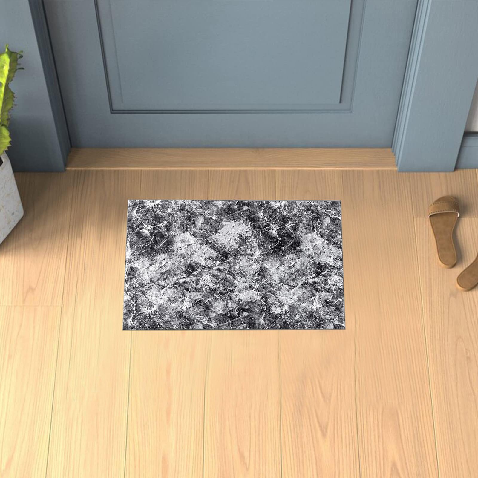 renoazul® Abstract Design Non Slip Door Mats Indoor With Gel Backing - Marble Rug - 40 x 60 cm - Grey - Washable Low Pile Rug, Door Mat - Ideal For Living Room, Bedside, Entrance And Welcome Mat.