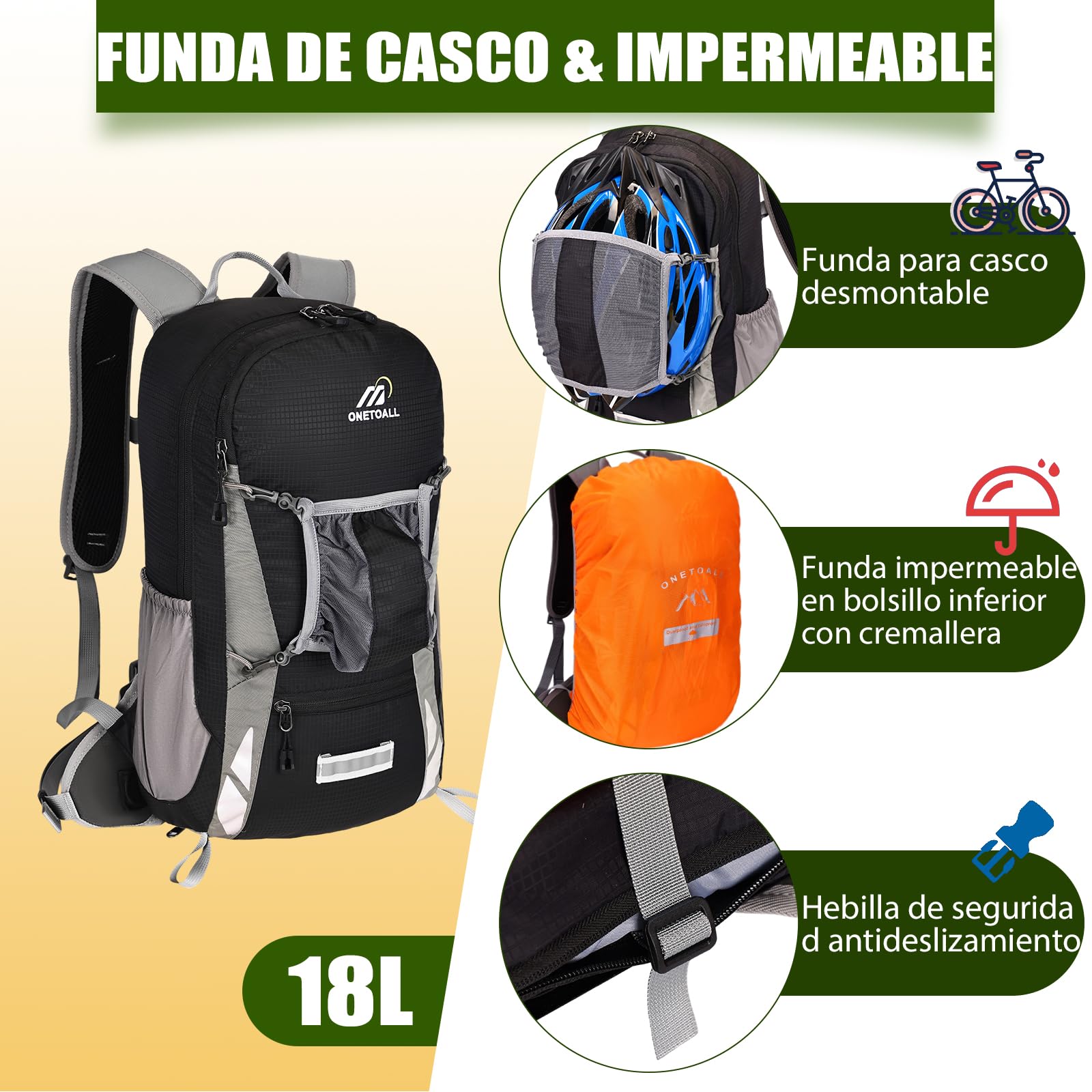 Local Lion Mochila de Ciclismo 20L/30L Montaña Senderismo Macutos Trekking Camping al Aire Libre Nylon con Cubierta de Lluvia para Hombres y Mujeres