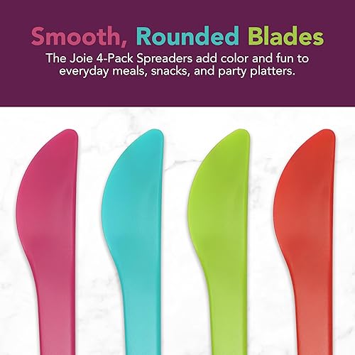 Miniatura 4 de Joie Juego de esparcidores, cuchillos de plástico reutilizables, fuertes y duraderos, ideal para mantequilla, gelatina, queso crema y mantequilla de
