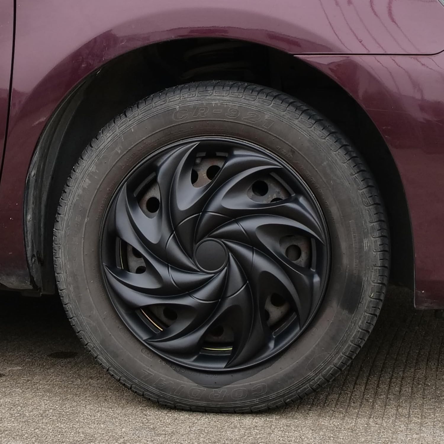 WOLFSTORM (4-Pack) Premium 15" Wheel Rim Cover Hubcaps OEM Style Replacement Snap On Car Truck SUV Hub Cap - 15 Inch Set, Abs,Steel, Acrylonitrile Butadiene Styrene(Matte Black)