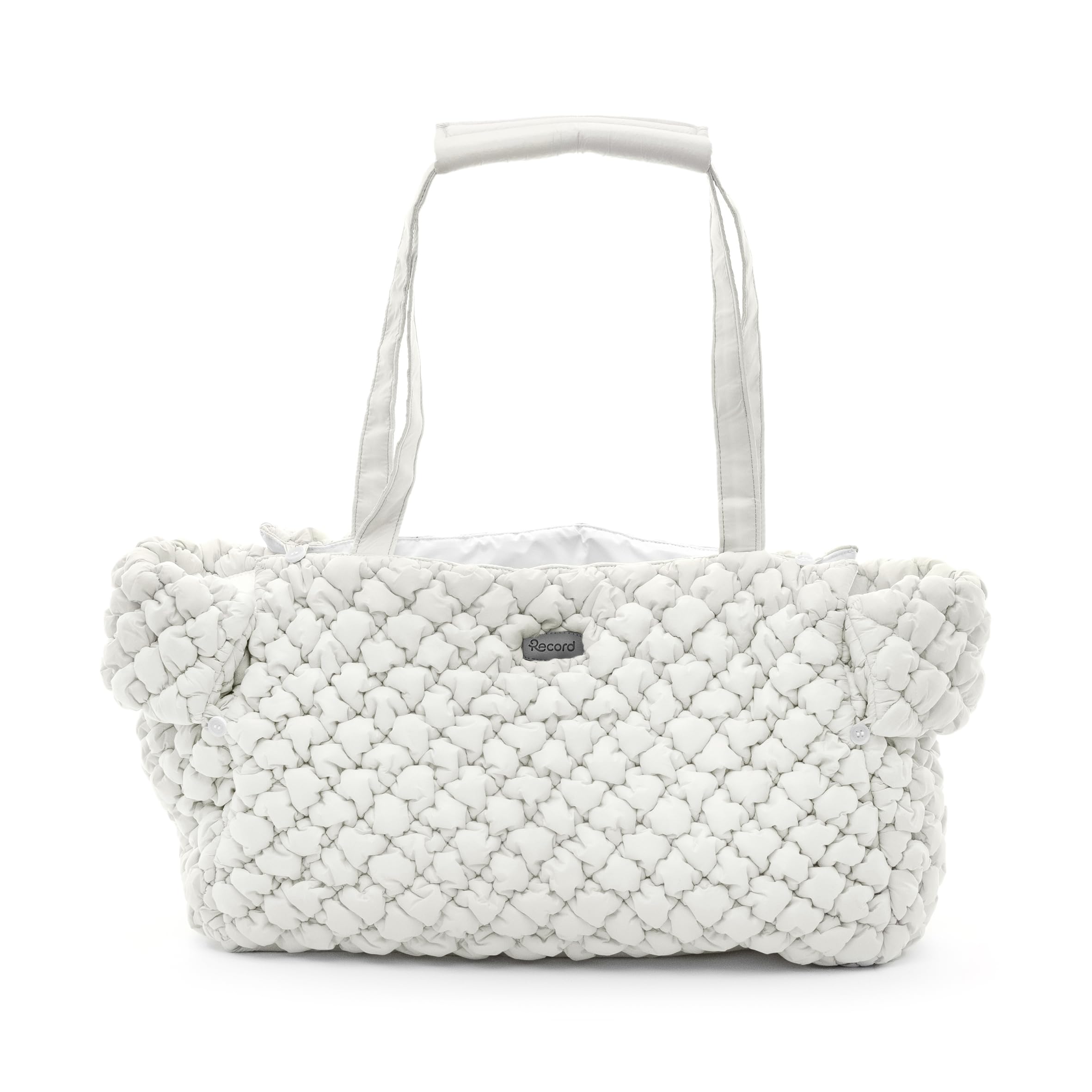 Record - Borsa per Cani e Gatti Cloud con effetto goffrato. Traportino per Cani con Maniglia imbottita per comfort e fondo rimovibile | Bianco, 37 x 19 x 26 cm