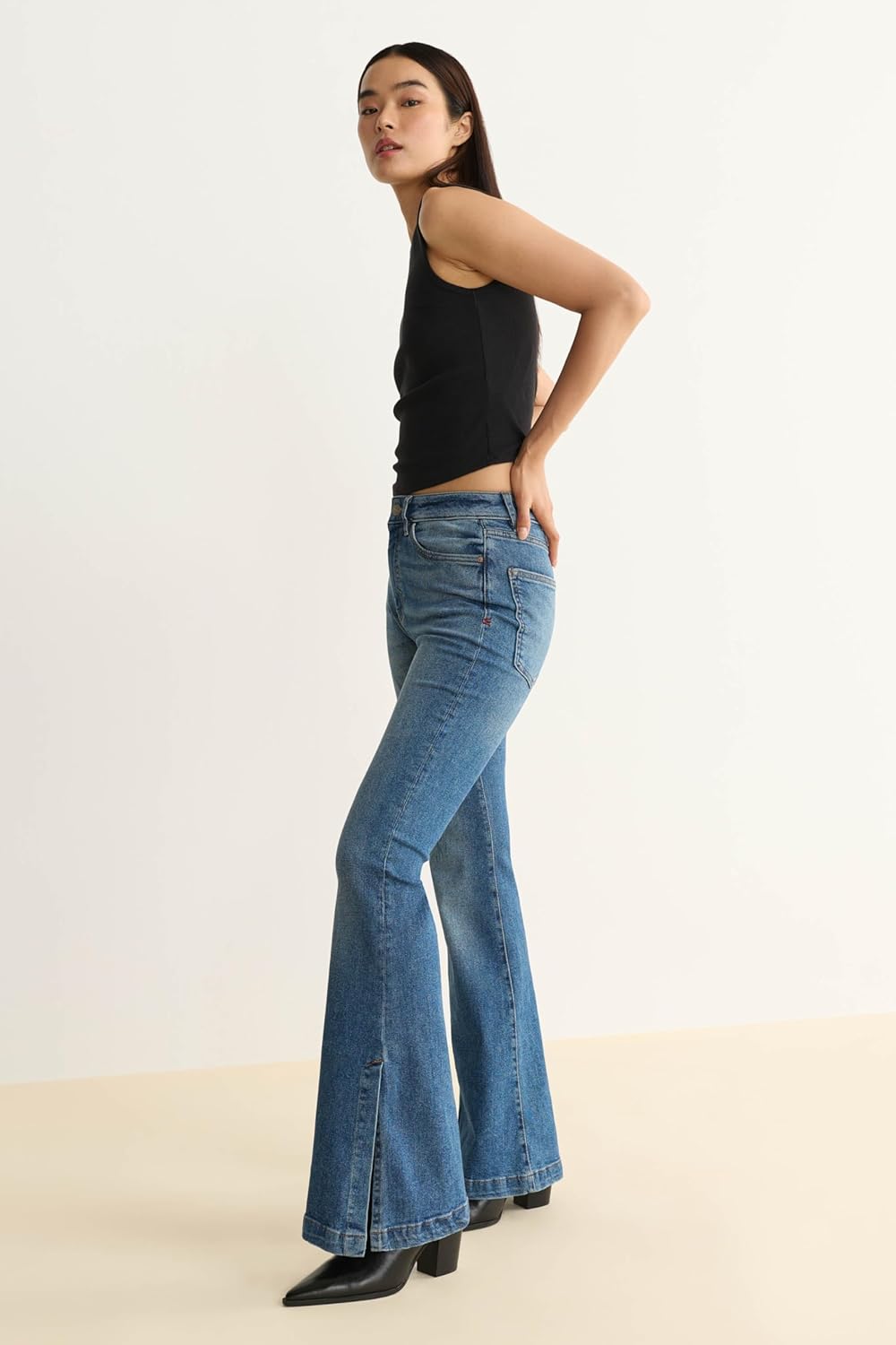Warp + Weft Women's MIA Flare Jeans - High Rise, Vintage Denim - Image 4