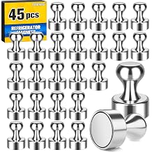 FINDMAG 45 Pack Whiteboard Magnets, Fridge Magnets for Whiteboard, Silver | Magnetic Push Pins, Keep Schedules, Teaching Cards, Meeting Notes, and DIY, Home, Cabin, Fridge, Kitchen
