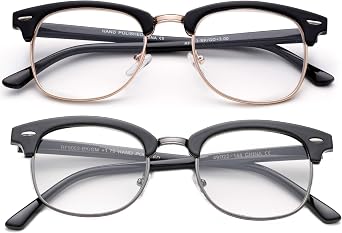 Newbee Fashion-Vintage Classic Half Frame Sime Frame Clear Lens Glasses Non Prescription Glasses Frame Men & Women
