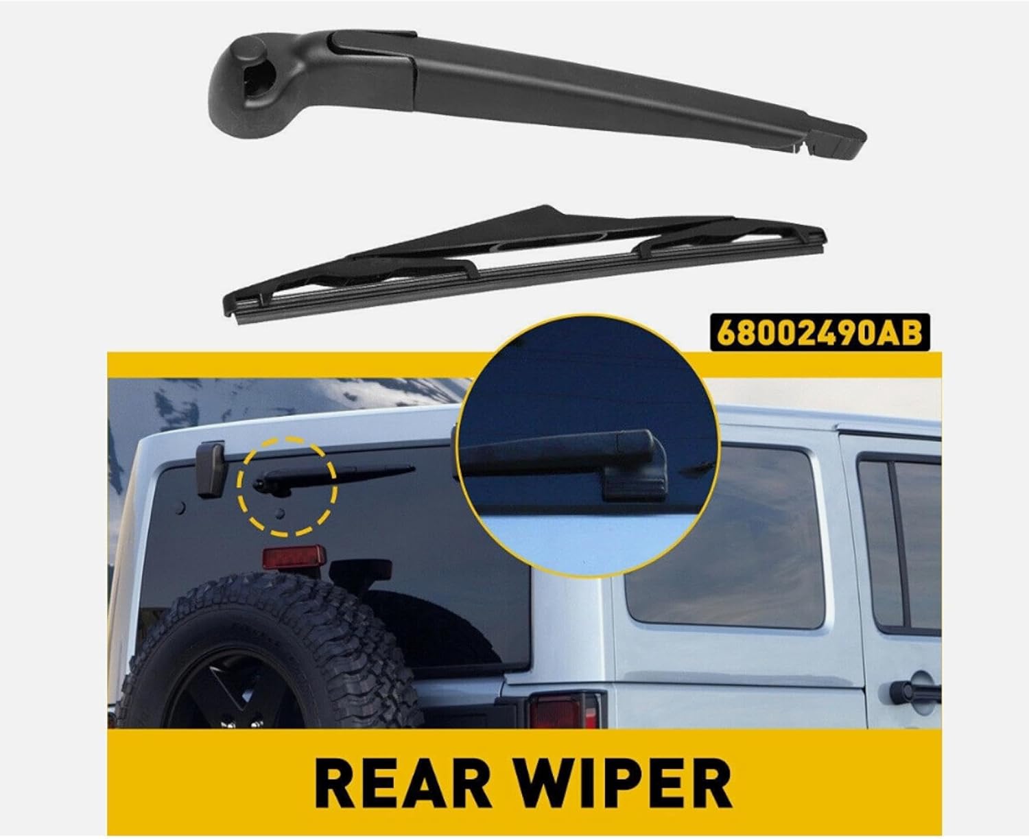 Rear Wiper Arm Blade For Jeep Wrangler 2007 2008 2009 2010 2011 2012 2013 2014 2015 2016 2017 2018 Unlimited Willys Wheeler X X-S Sport Utility 4-Door Rear Back Windshield Wiper Arm Blade Replacement