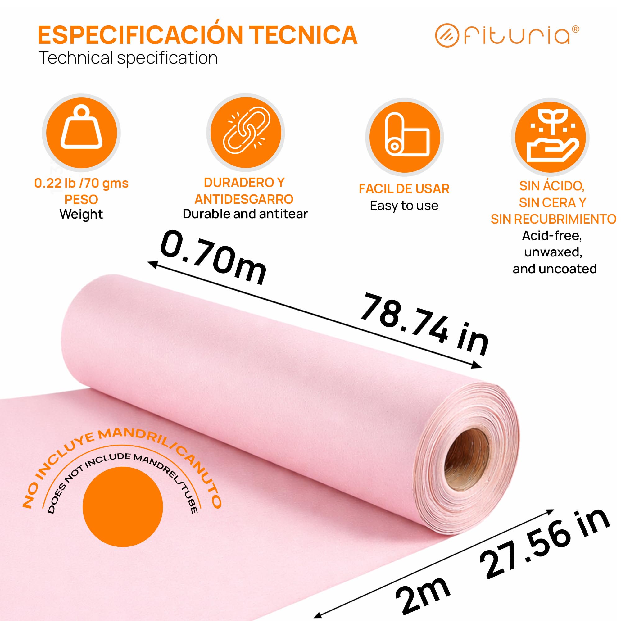 Ofituria Kraftpapier Rosa Pastell – Rolle 0 – Bild 2