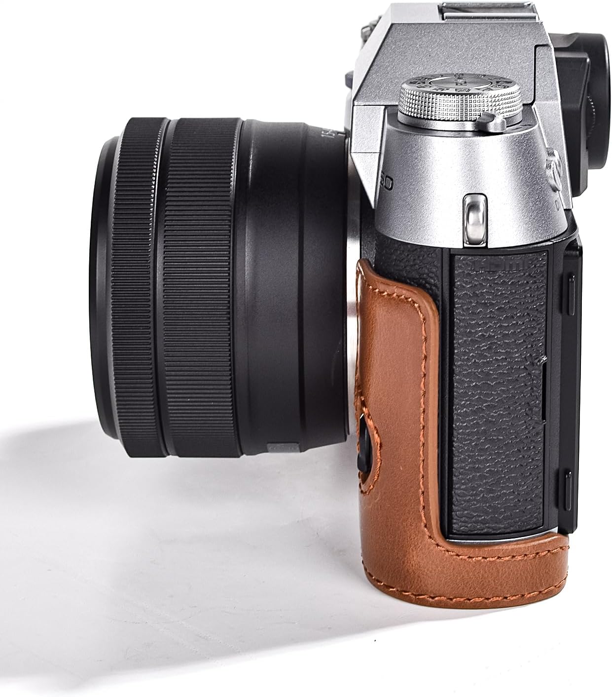 Rieibi X-T50 / XT50 Case，Handmade PU Leather Half Case Bag Cover Bottom Opening Version for Fujifilm X-T50 /XT50 Digital Camera, Protective Grip Camera Case for X-T50 XT50(Coffee)