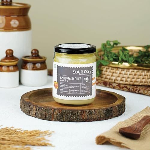 Miniatura 3 de Barosi A2 Buffalo Ghee 1 litro (paquete de 2 x 16.9 fl oz)  Batido con método Bilona  Desi Ghee puro y aromático  Hecho en granja en pequeños lotes