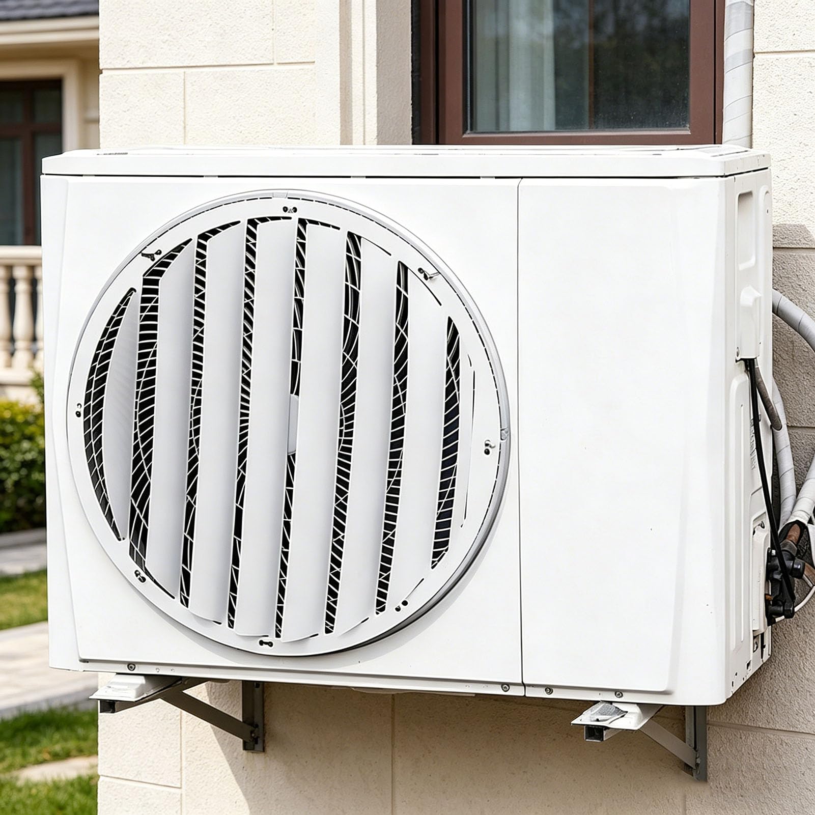 Lyvqzpwlr Round Ac Wind Guide, Stainless Steel Outdoor Ac Deflector Grille 43-60 Cm(,Diameter 46Cm)