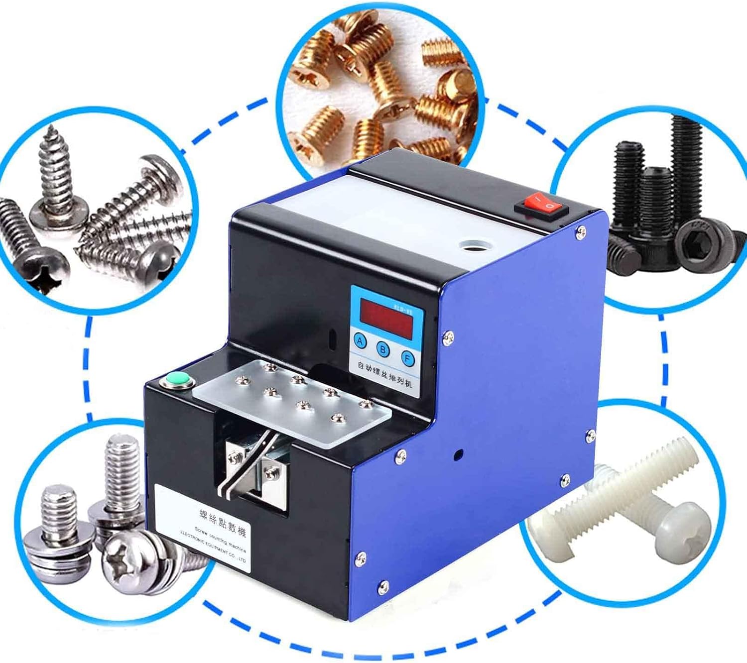 Automatic Digital Screw Counter Machine, Adjustable 1.0-5.0mm, 30W, 800pcs Automatic Screw Feeder, Quantity 0-9999, Ideal for Screw Packaging and Assembly Industry.