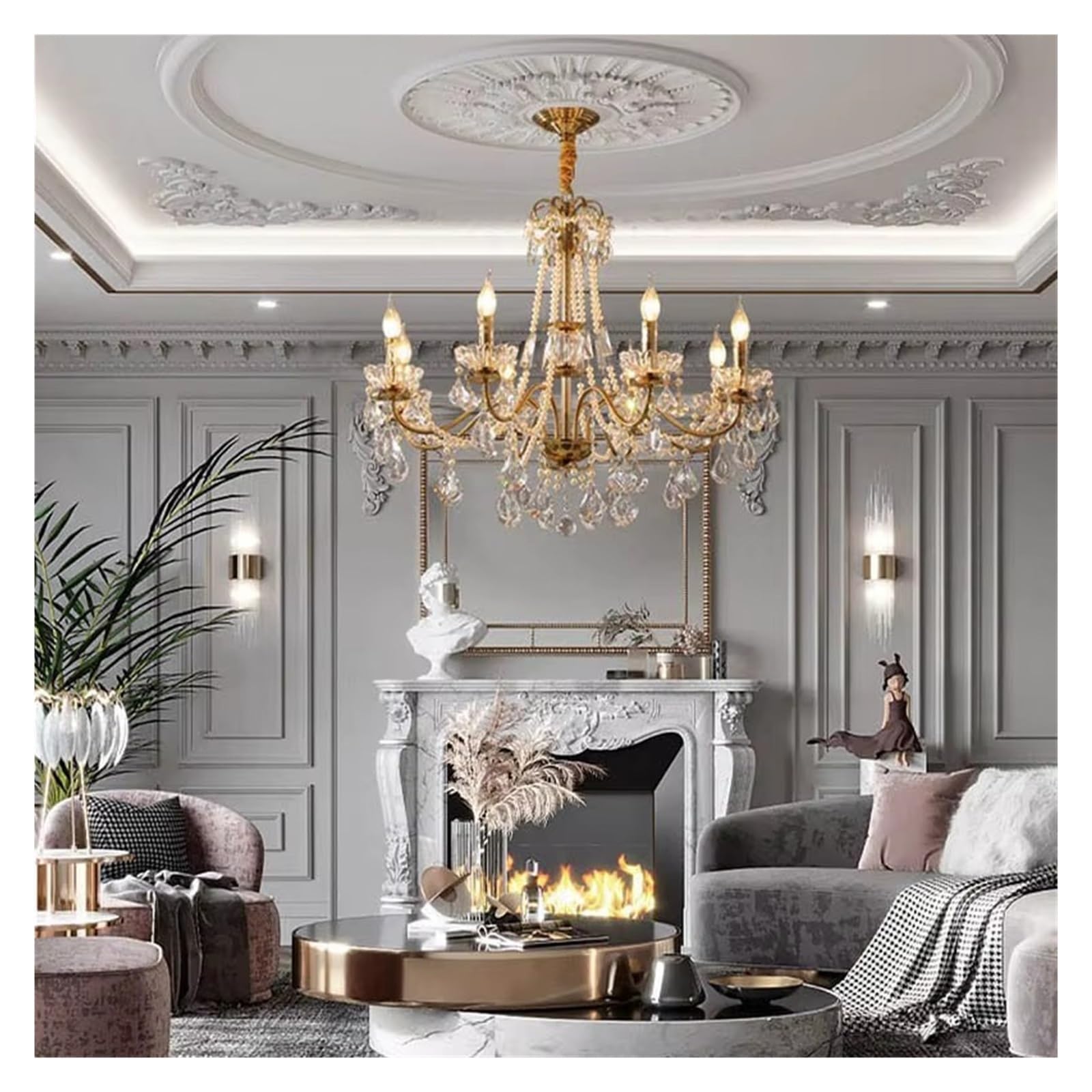 ZTCHSENZT Crystal Candle Chandeliers Home LED Copper Ceiling Lighting Fixture Long Classical Hanging Lamps for Living Room Lustres,Changeable Light-100cm-10