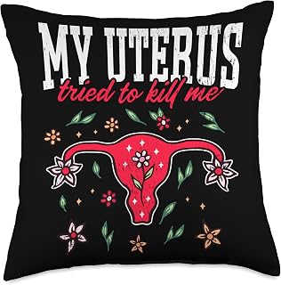 My Uterus Tried To Kill Me Hysterectomy Surgery Uterus Throw Pillow