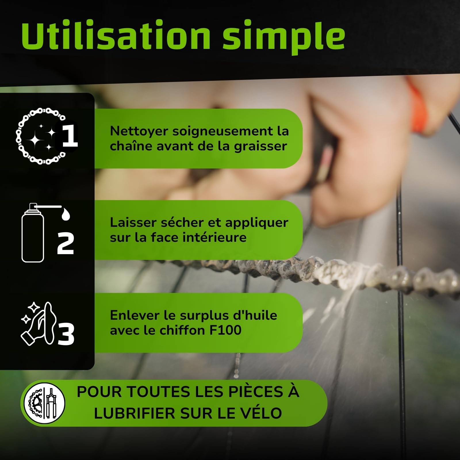 Dr. Wack - F100 Chain Lube - Lubrifiant pour Chaîne de Vélo - Protection Extra Longue contre Usure et Corrosion - Fabriqué en Allemagne - Spray 300 ml