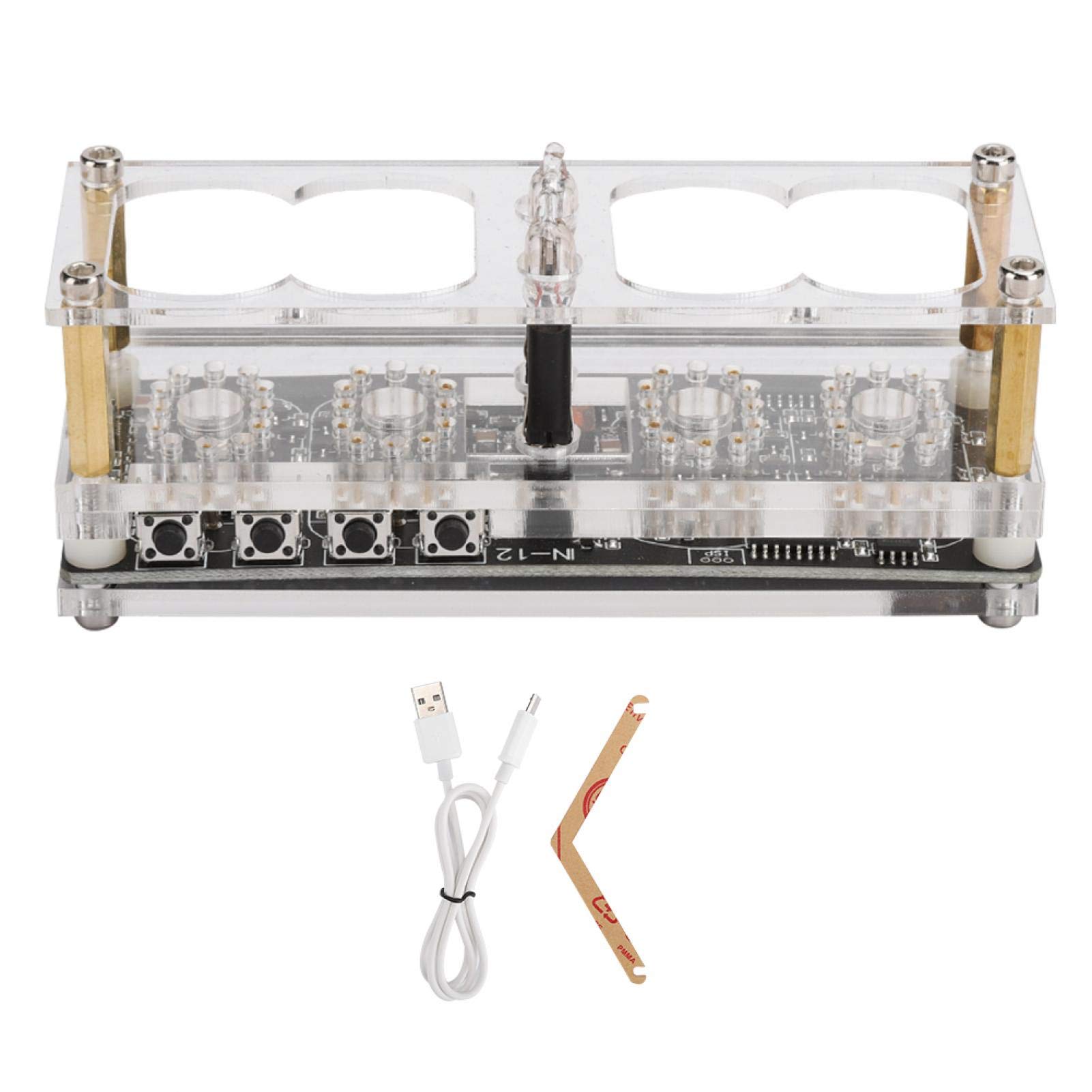 Zegar IN-12 LED Tube Clock 4-bitowy Siedmiokolorowy RGB Cyfrowy Nixie IN-12B z Akrylową Przezroczystą Obudową