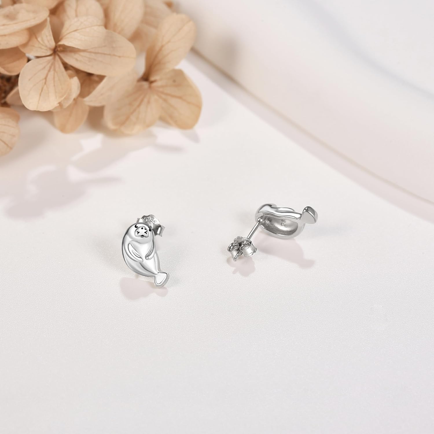 Capybara/Shamrock/Sheep/UFO/Schnauzer/Bulldog/Strawberry/Orca Whale/Opossum/Manatee/Lobster/Lemon/Paw Print Earrings Stud for Women Sterling Silver Cute Animal/Fruit Earrings for Women