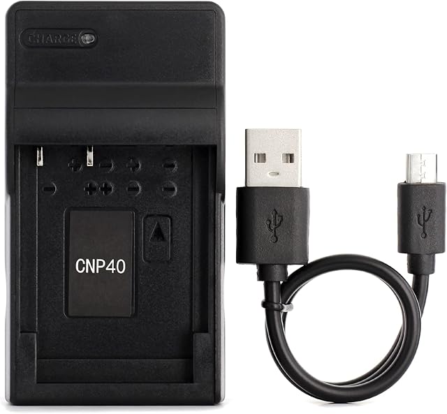 NP-40 USB Charger for Casio Exilim EX-FC100, EX-FC150, EX-Z400, Exilim Zoom EX-Z100, EX-Z1000, EX-Z1050, EX-Z1080, EX-Z1200, EX-Z200, EX-Z300, EX-Z40, EX-Z450, EX-Z50, EX-Z500 Camera and More