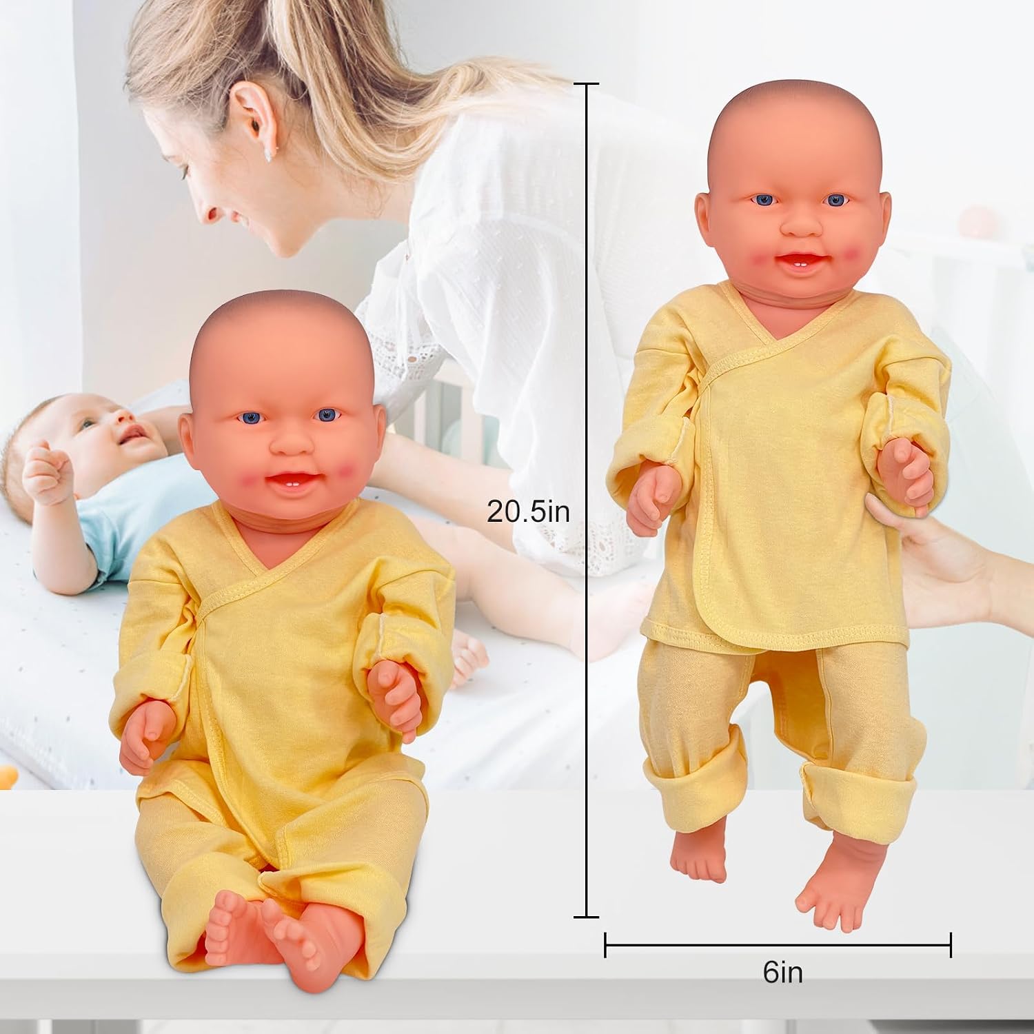 qzzXoq Newborn Human Training Model, Baby Care Model 20.5 Inches Life-Size Limbs Head Rotate Simulate Infant Care Training with Clothing, for Obstetrics Gynecology and Midwifery Teaching（Girl）