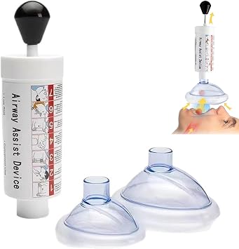 Heimlich Aspirator for Children and Adults, Choking Prevention & Emergency First Aid Tool with 2 Masks Included, Odorless & Easy to Clean, Portable, Breathing Training Function, Suitable for Home