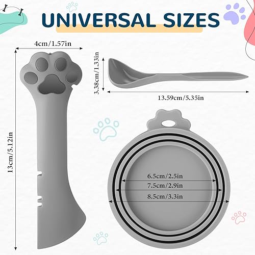 Miniatura 2 de Uiifan Tapa de comida para gatos, tapas para latas de comida para gatos, 8 piezas, juego de 5 tapas de silicona para gatos húmedos, 2 cucharas de