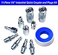 Vista 4 de YOTOO Kit de accesorios para compresor de aire de alta resistencia, 18 piezas, kit de herramientas de aire NPT de 1/4 pulgadas con medidor