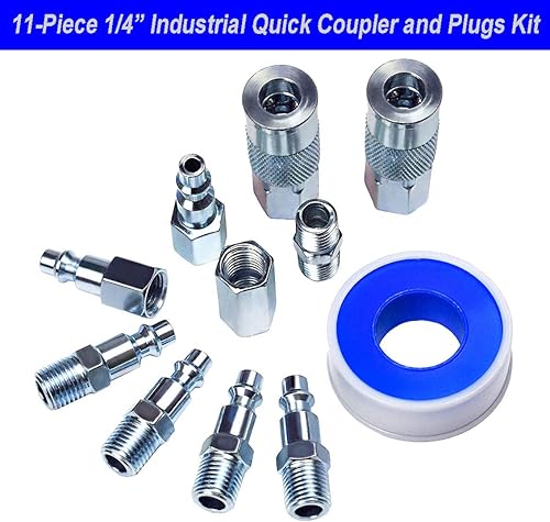 Miniatura 5 de YOTOO Kit de accesorios para compresor de aire, kit de herramientas de accesorios de aire NPT de 20 piezas de 1/4 de pulgada, kit de manguera