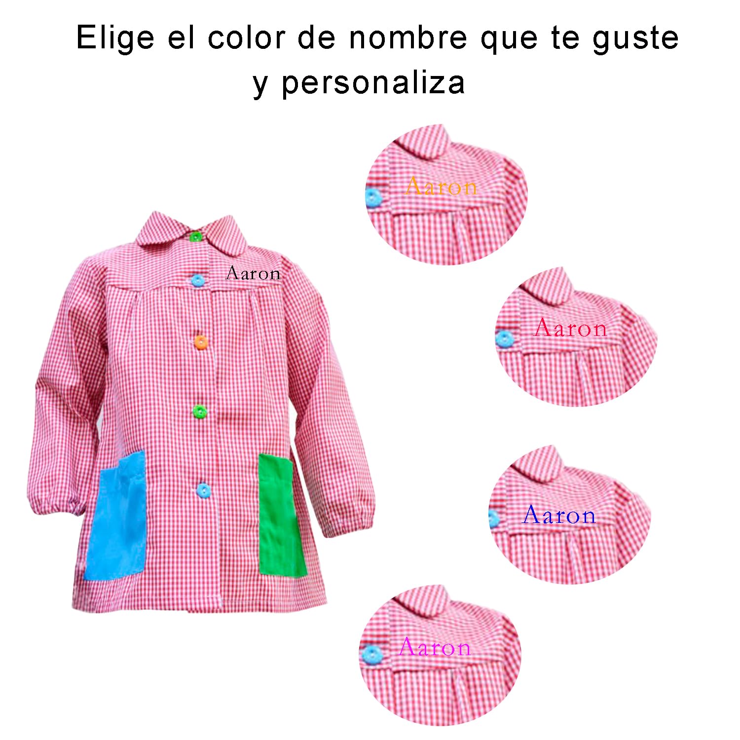 Bata Escolar Infantil Unidades Babi Escolar Niño o Niña para Guarderia y Colegio Cuadrado con Botoens Park 2 Unidades