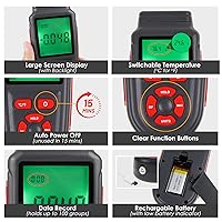 Vista 2 de Medidor de presión de gas de manómetro, manómetro digital de doble puerto con función de registro de datos, 12 unidades seleccionables, manómetro