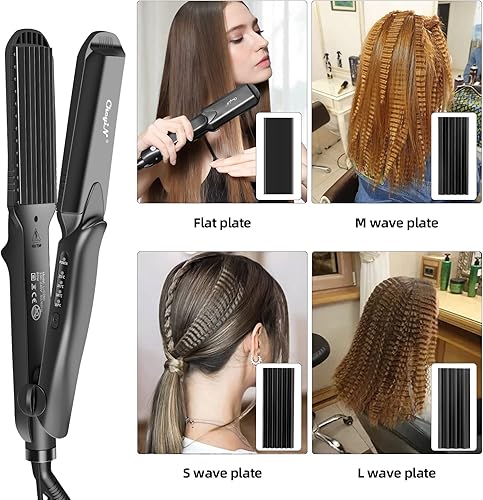 Miniatura 2 de CkeyiN Plancha rizadora para dar volumen al peinado esponjoso, ajuste de temperatura de 12 velocidades, rizador antiestático para todo tipo de maíz,