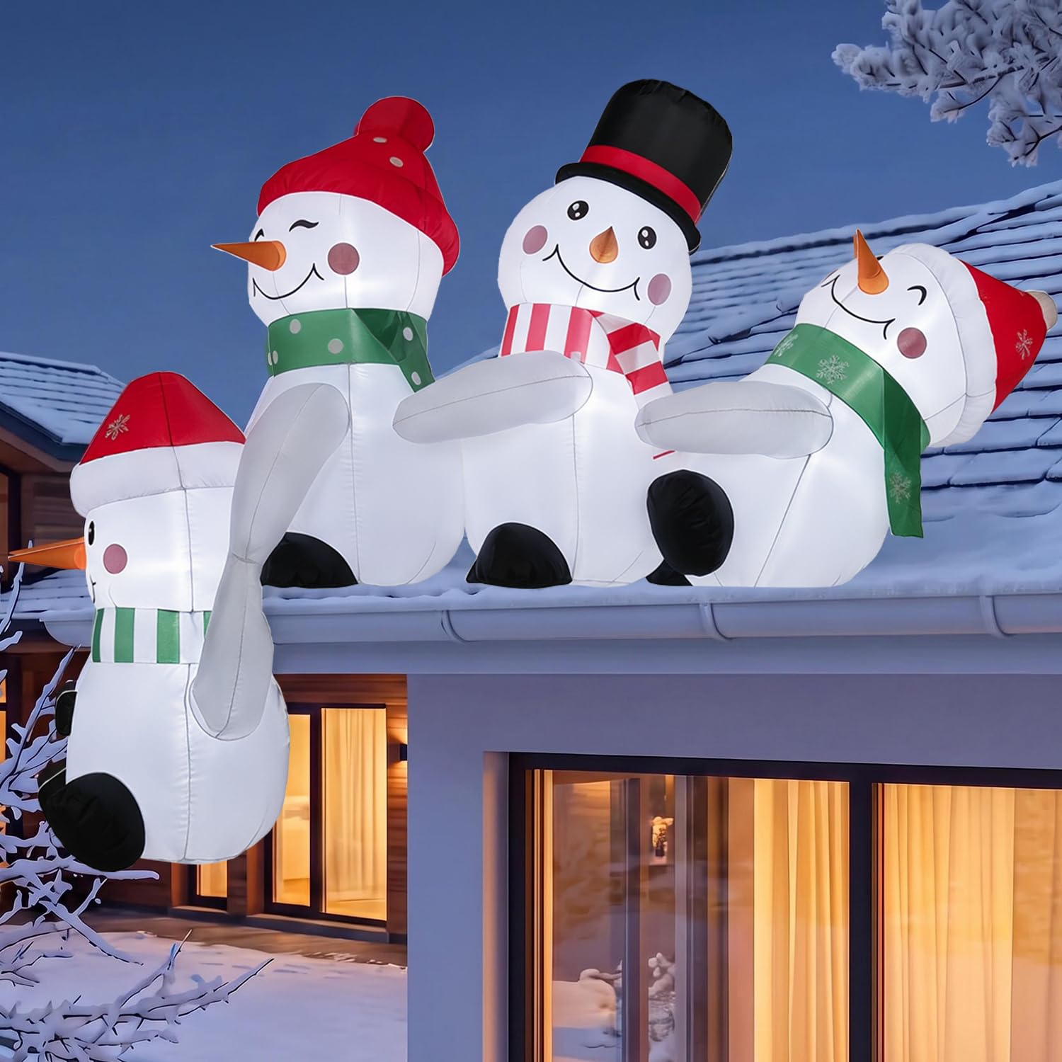8FT Slide Snowman Christmas Inflatable Claus Christmas Decoration, Santa on Dinosaur with built-in LED lights, suitable for indoor and outdoor parties and garden patio decoration — image 1