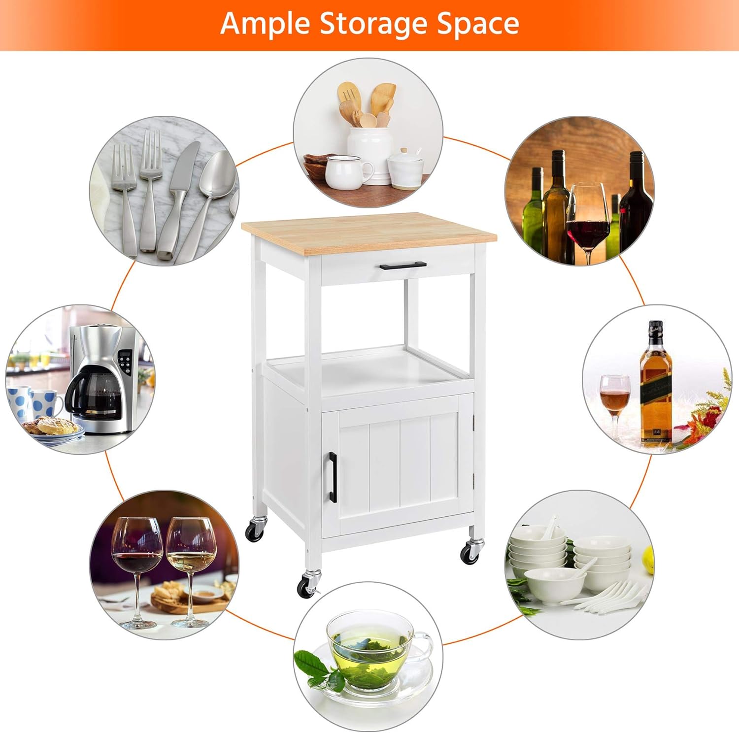 Yaheetech Rolling Kitchen Island with Single Door Cabinet and Storage Shelf, Kitchen Cart with Drawer on Swivel Wheels for Dinning Room/Living Room, L22xW18xH35 : Home & Kitchen