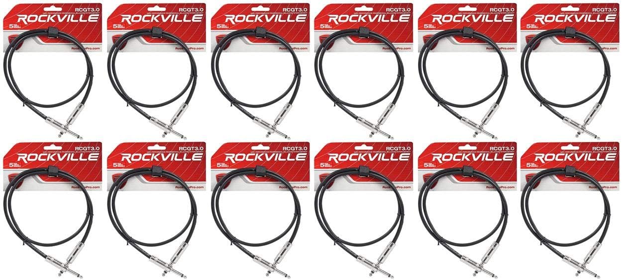 Rockville (12) RCGT3B 3フィート 1/4インチ TS to 1/4インチ TS 計器ケーブル - ブラック 1