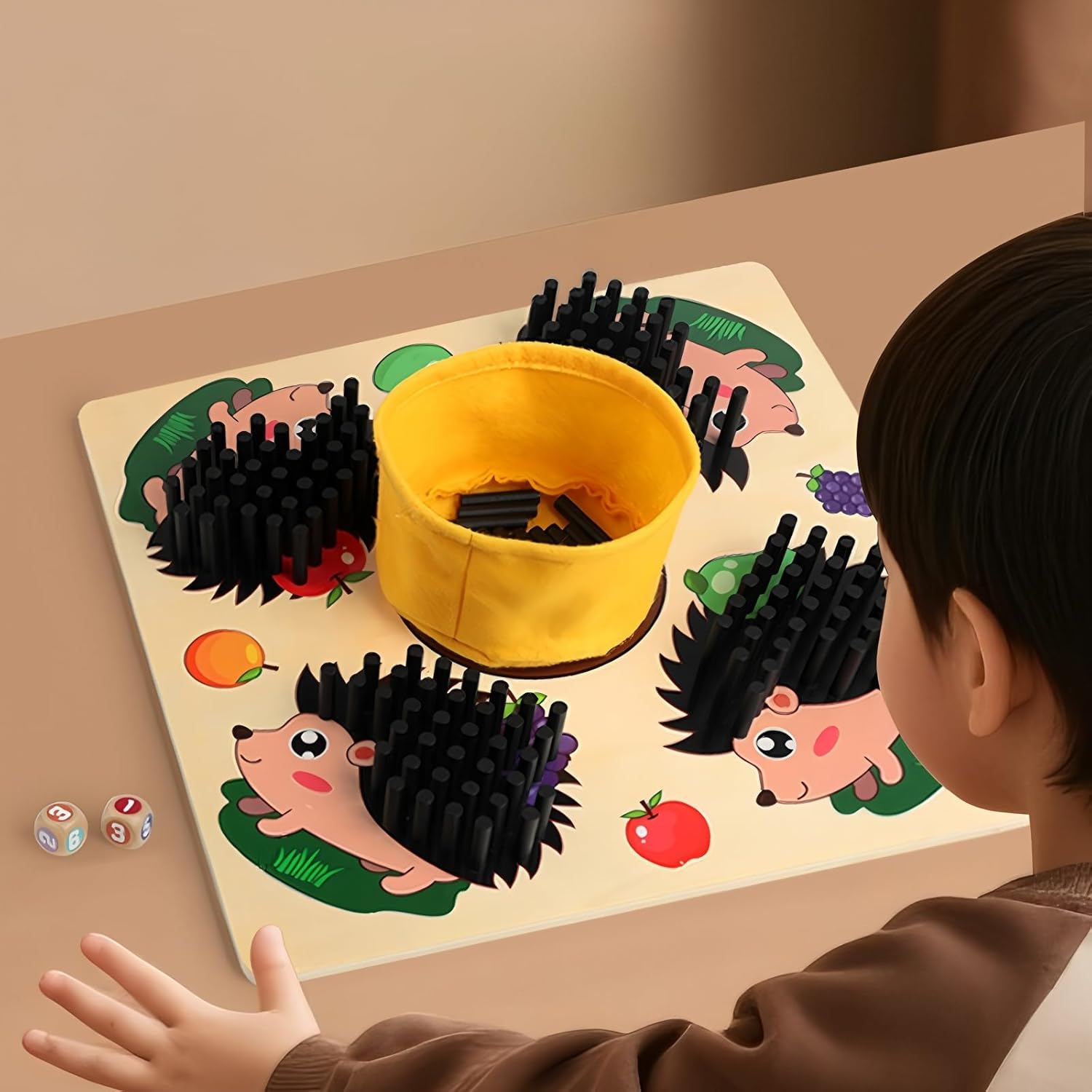 Hedgehog Stacking Toy Wooden Montessori for 3-4 Year Olds - Unisex Learning Game, Sensory Stacker Kids Birthday Gift (Puzzle Hedgehog Toys)