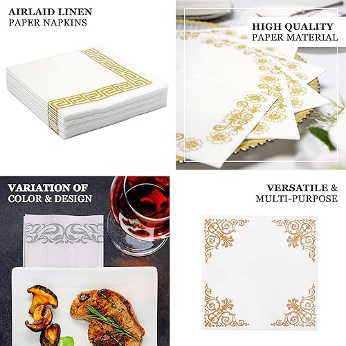 Miniatura 4 de Efavormart - Paquete de 20 servilletas de papel de aluminio desechables de papel Airlaid blanco  Toallas de mano suaves al tacto de lino, flor