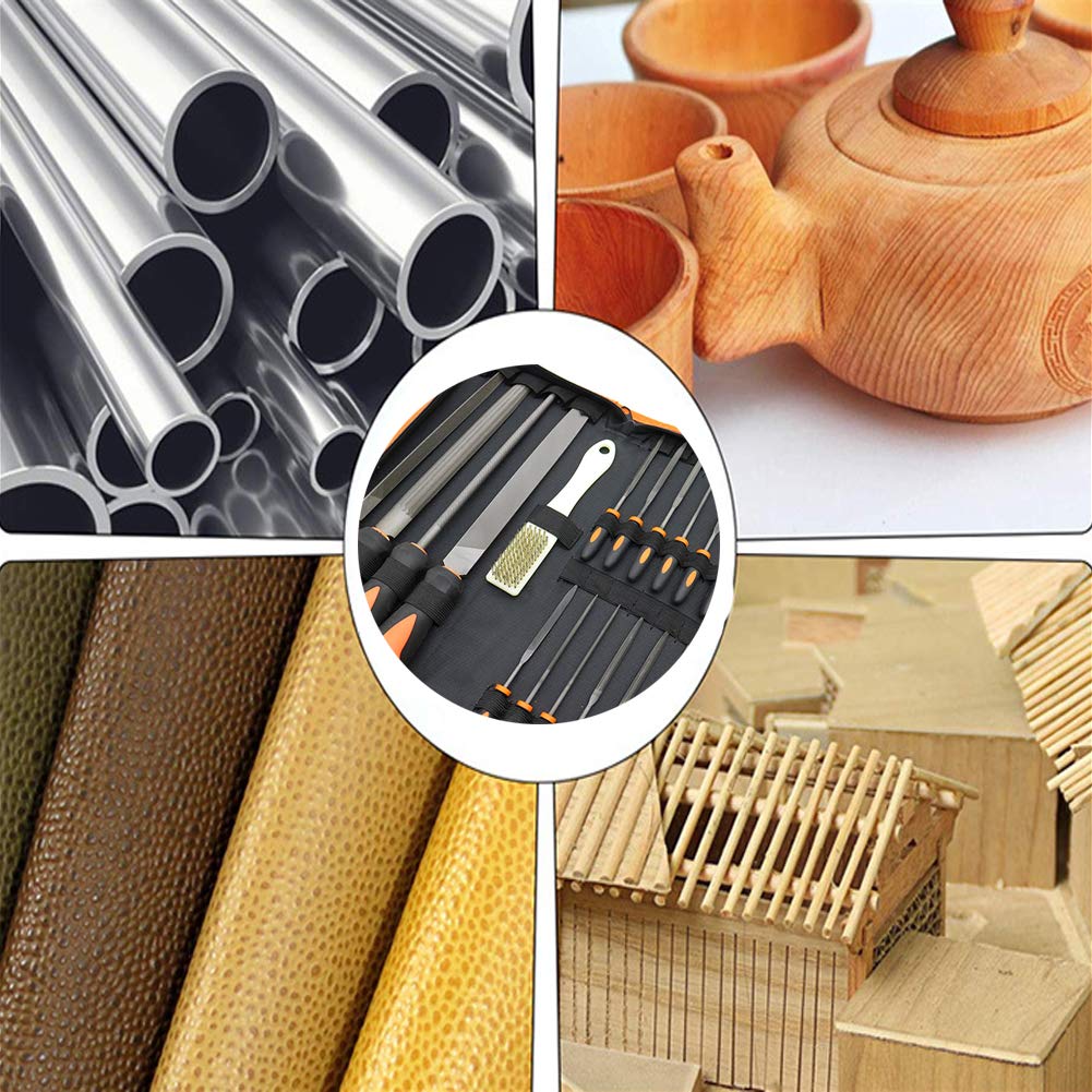 Set Di Lime 21 Pezzi in Acciaio Al Carbonio, Lima Per Sbavatura Manuale Con Custodia, File Semicircolari, Rotonde, Triangolari Per Applicazioni in Legno, Metallo, Modello E Hobby