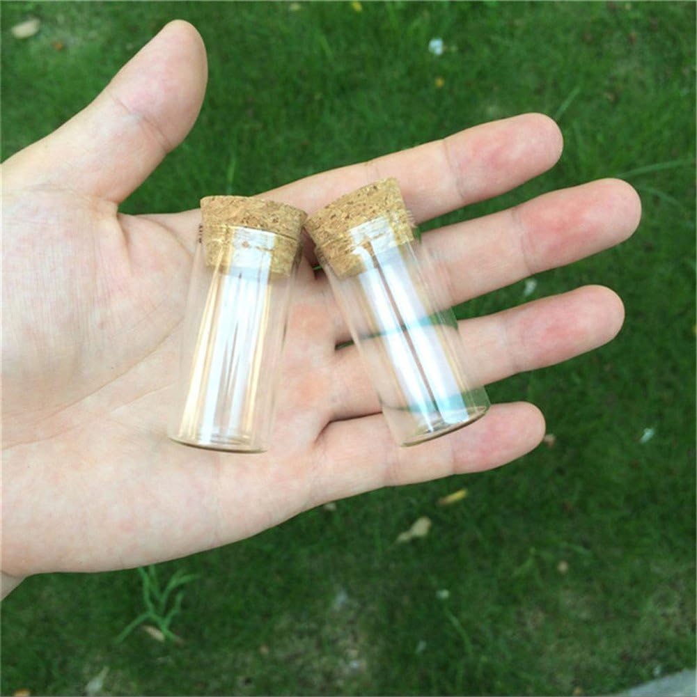 Wholesale 12ml Mini Transparent Glass Bottles with Cork Stopper Clear Wishing Gift Bottles Jars 100pcs (100, 12ml-24x50x21mm)