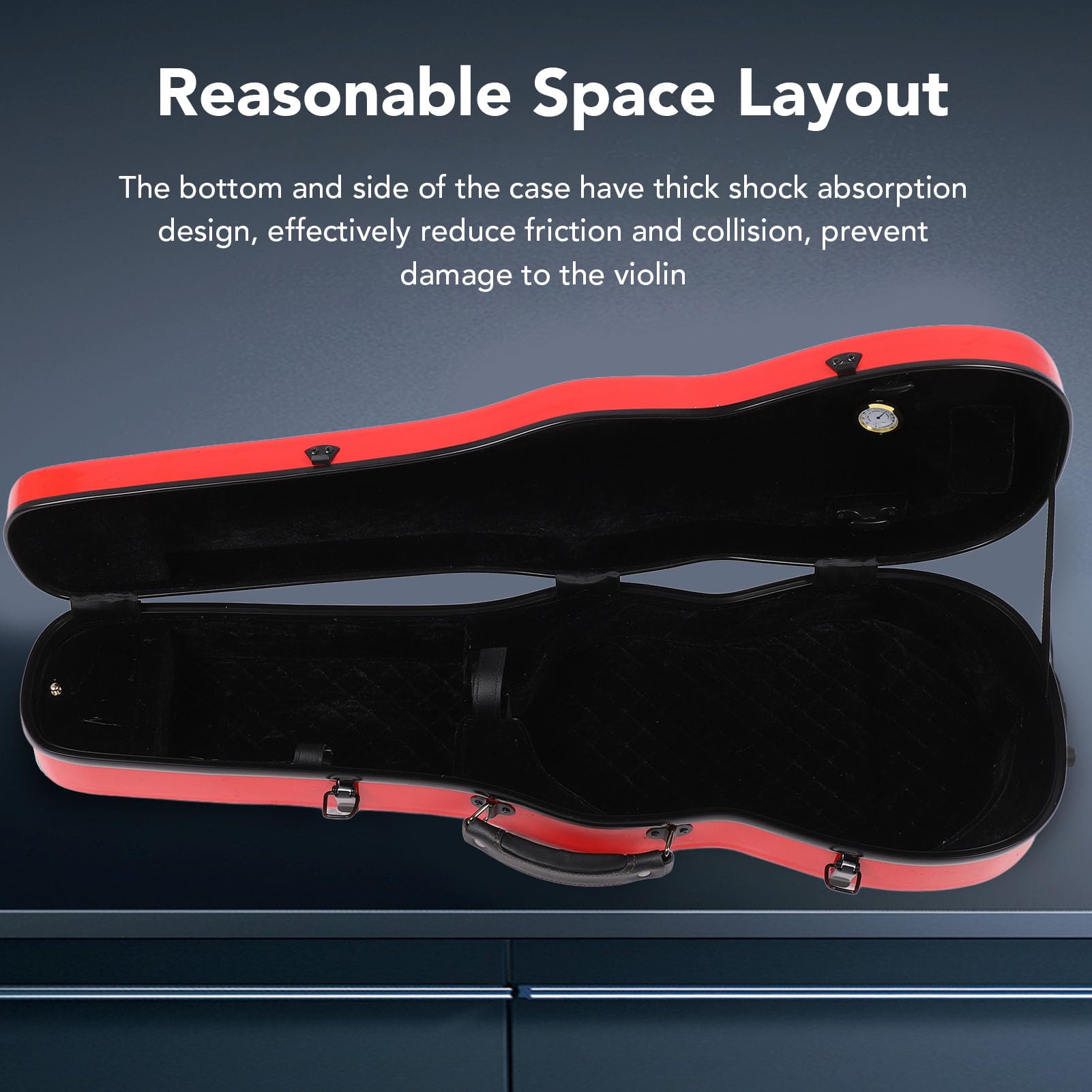 Fabater 4/4 Case di Violino, Scatola di Protezione del Violino in Fibra di Carbonio Rosso, Custodia per Violino Leggera con Igrometro e Spalle Doppie per il Viaggio