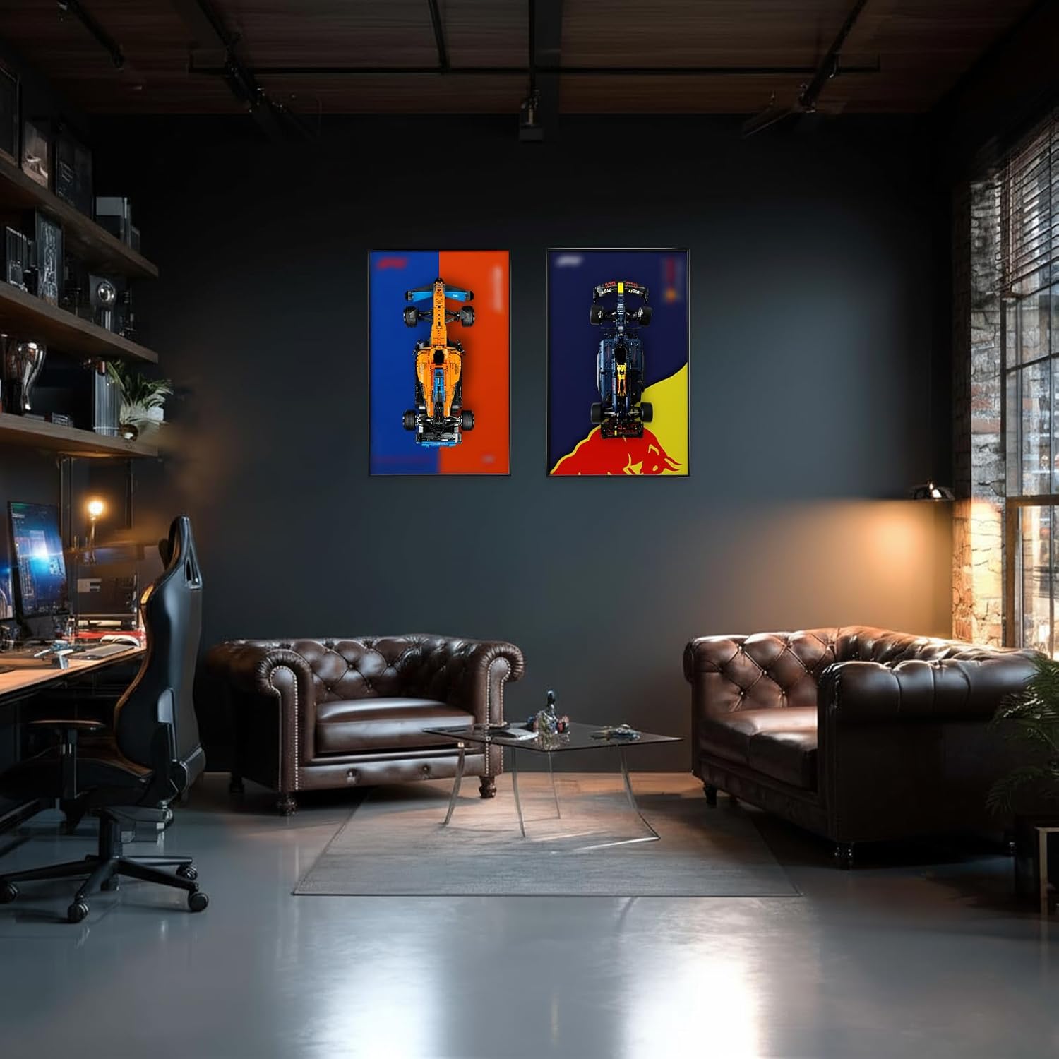 Display Wall Board for Lego Technic McLaren Formula 1 Race Car 42141,Mirror Display Wallboard with Aluminum Frame for Adult Collectors,Home & Office Wall Display (No Car Included)