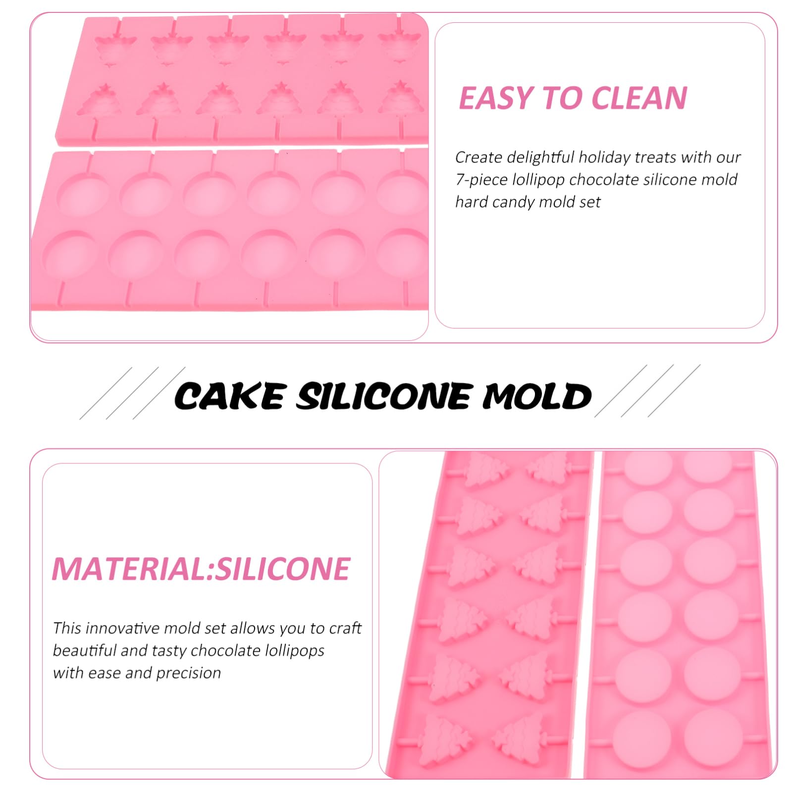 Moule à Bonbons en Silicone de Noël 1 Set, 7 Pièces, Réutilisable