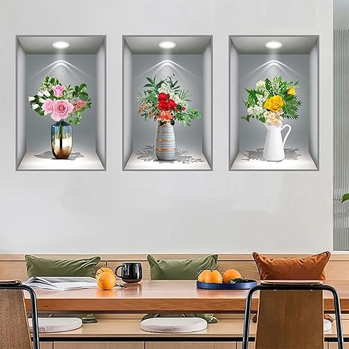Miniatura 3 de Calcomanías de pared de plantas verdes 3D, calcomanías de pared de plantas verdes 3D, calcomanías de pared de flores 3D, vinilo creativo para