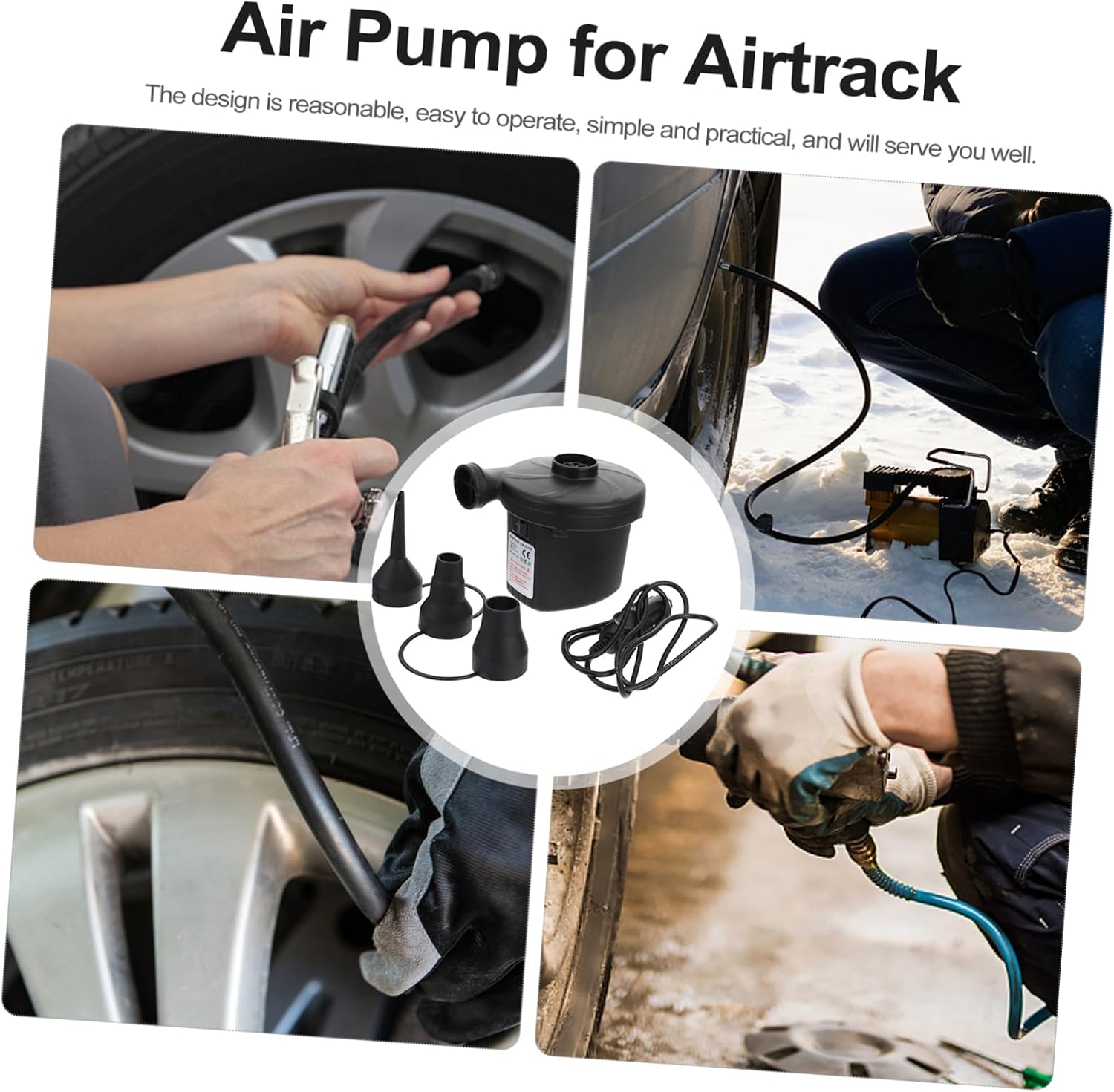 Alipis Electric Air Pump for Car Compact Inflatable Compressor for Yoga Balls Air Mattress and Sports Equipment Dual Function for Inflation and Deflation