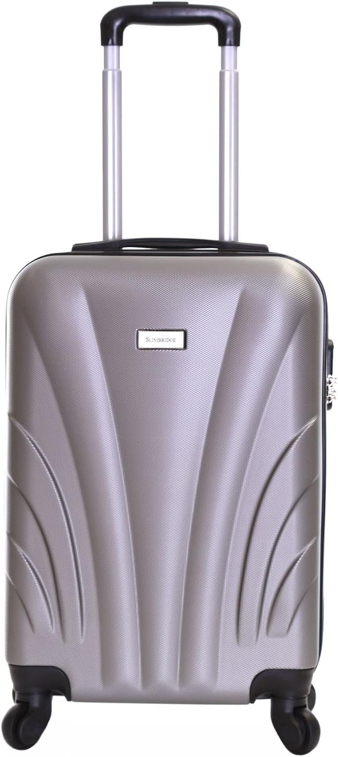 Slimbridge ABS Hard Shell Carry-On Luggage Suitcase 4 Spinner Wheels, Silver