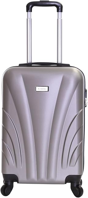 Slimbridge Hard Cabin Hand Carry-on Suitcase Luggage Bag 55 cm 2.5 kg 35 litres 4 Wheels Number Lock, Ferro Silver